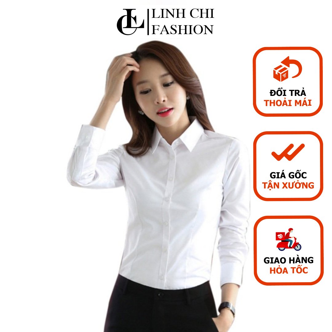 Áo sơ mi công sở nữ tay dài cao cấp  form nhỏ vải KATE Ý ĐẸP vui lòng xem trước bảng size để chọn  ĐƯỢC ĐỔI TRẢ THOẢI MÁI