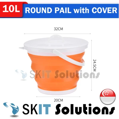 5L 10L 13L 15L Round Waterproof Foldable Pail with Cover or Without Cover, Collapsible Retractable Outdoor Water Pail Bucket Barrel TUB for Car Washing Fishing Toilet Cleaning, Portable Large Plastic Foot Leg Spa Bath Soak, Wash Bin Washtub Picnic Basket (13)