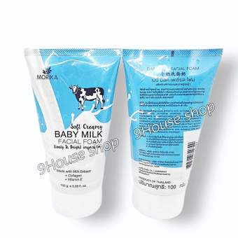 01 Tuýp Sữa Rửa Mặt Sữa Bò Trắng Da Morika Soft Creamy Baby Milk Facial Foam 100gram Thái Lan