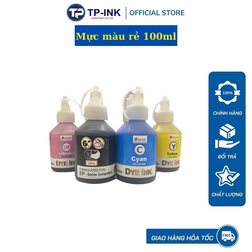 Bộ 4 Chai Mực màu in phun Estar dùng cho máy in Epson, Canon - dung tích 100ml