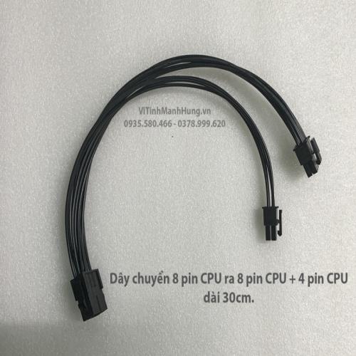 Dây chuyển nguồn 8 pin cpu ra 8 pin cpu + 4 pin cpu, dây điện chuẩn 18awg, dài 30cm.