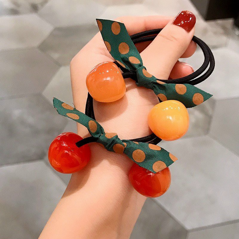 10 sợi thun cột tóc Cherry siêu xinh cho mẹ và bé/ Thun cột tóc Cherry cho mẹ mix cùng bé yêu/ Dây buộc tóc siêu xinh cho mẹ và bé yêu