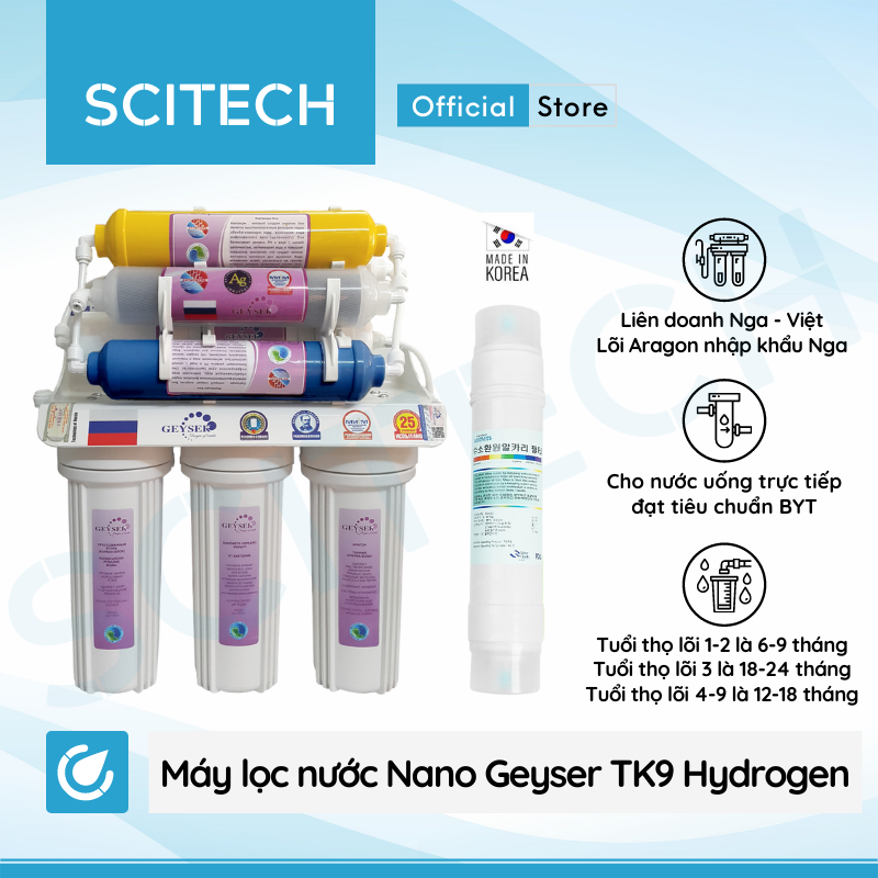 Máy lọc nước Nano Geyser TK9 Hydrogen ORP - Tích hợp công nghệ tạo nước ion kiềm