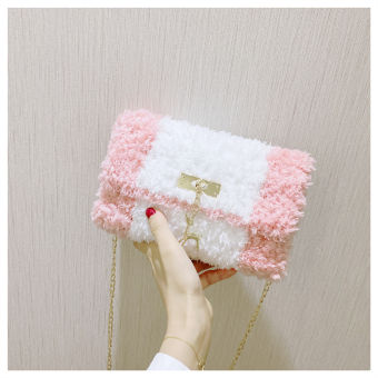 Túi tự đan đeo chéo handmade len xù phối màu thời trang - Phụ kiện đan túi HAVAKI