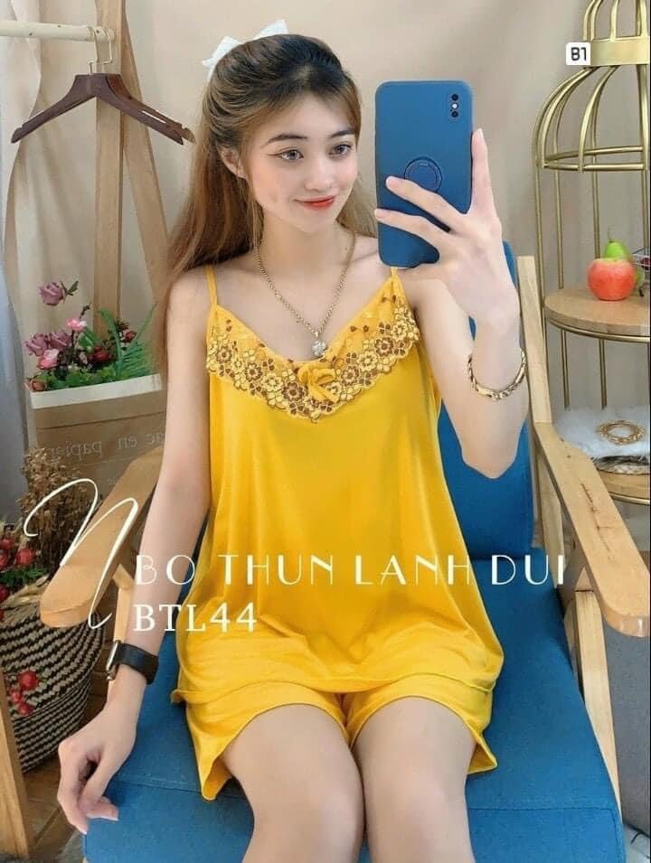 Đồ bộ thun lạnh 2 dây phối ren hoa siêu xinh