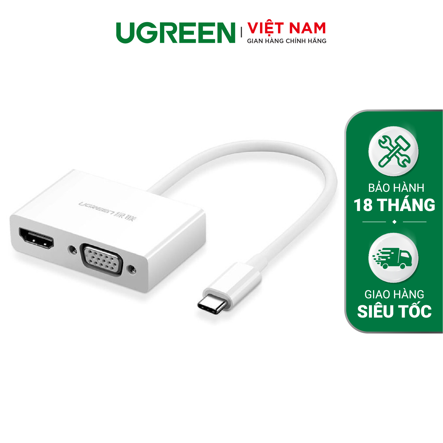 Bộ chuyển đổi Type C UGREEN CM162 Chuyển sang HDMI/ VGA hình ảnh 3D 4kx2k 30HZ - Hỗ trợ phân giải 1920x1080P 60HZ