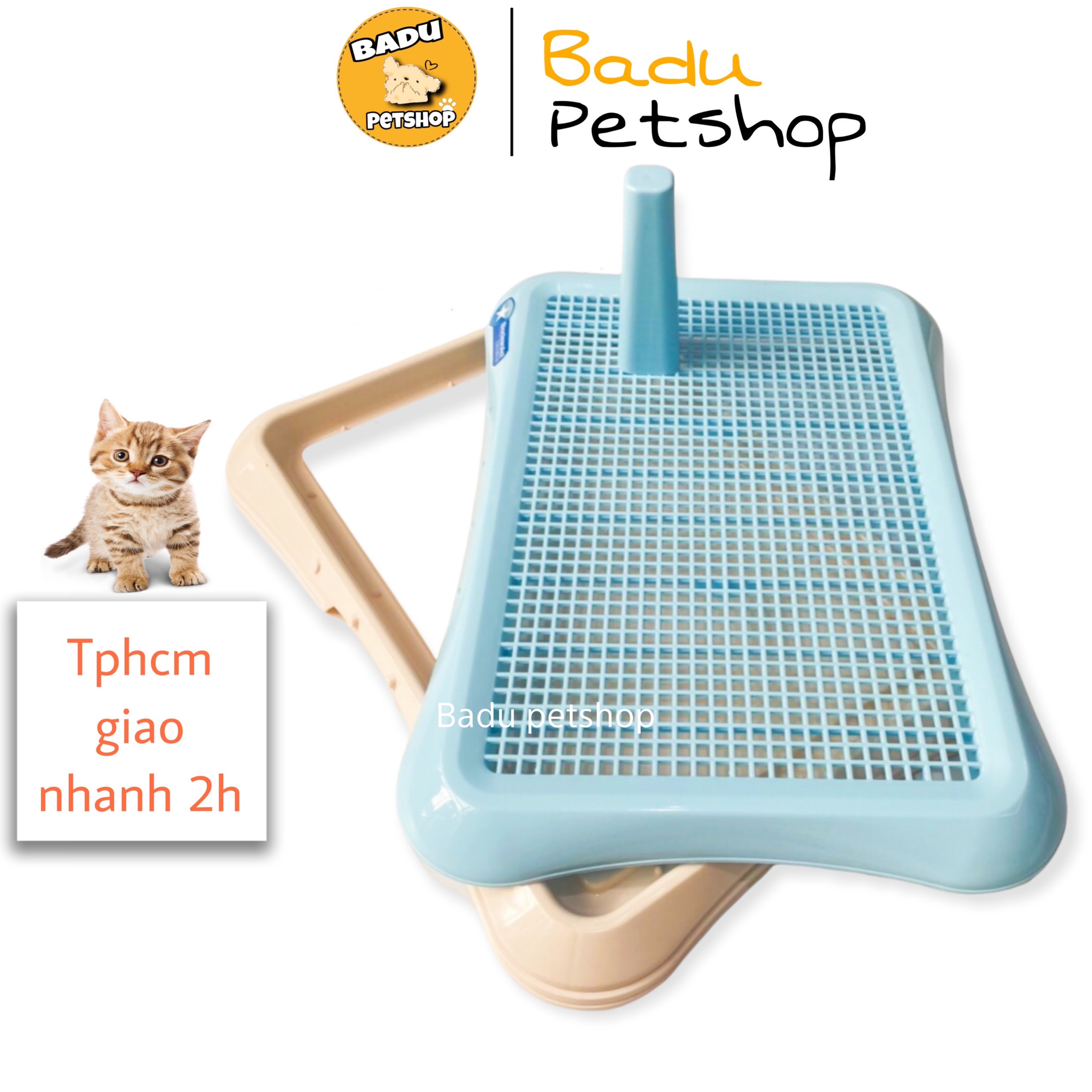Khay vệ sinh cho chó mèo có trụ - khay vệ sinh hình chữ nhật có trụ cho chó mèo cứng cáp