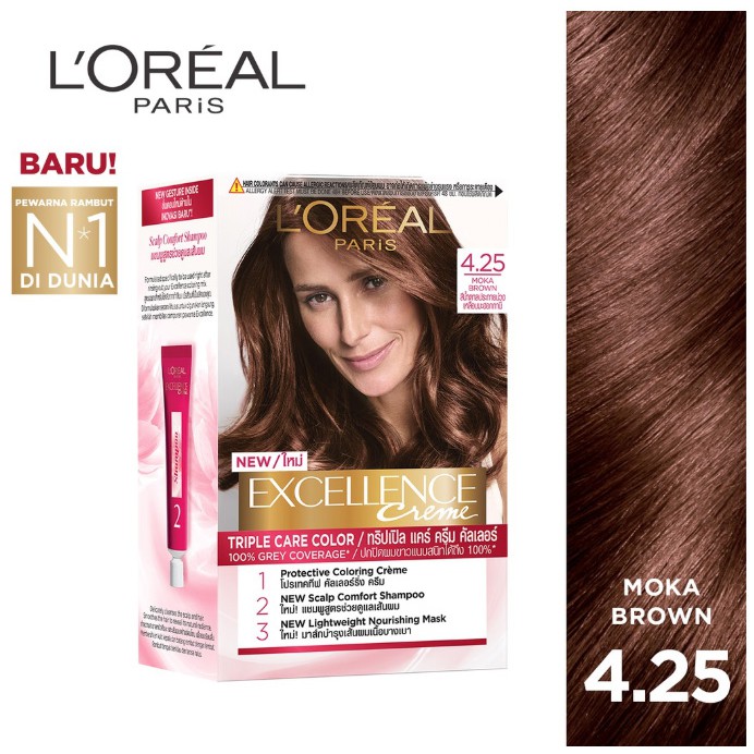 Màu nhuộm l'oreal dưỡng tóc phủ bạc 4.25 nâu moka 172ml