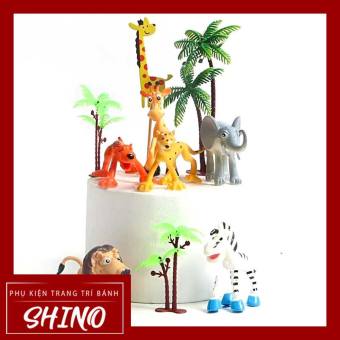 Set đồ chơi động vật hoang dã trang trí bánh