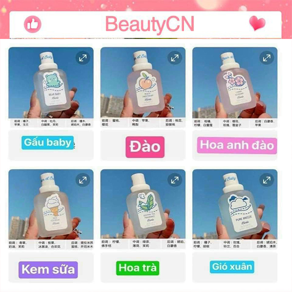 Nước hoa gấu Hanlu Baby Bear 50ml đủ mùi bodymist học sinh