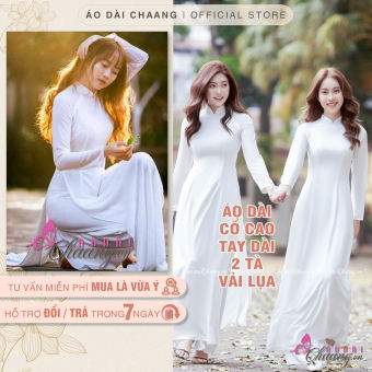 Áo dài trắng Học Sinh đi học, Áo dài truyền thống may sẵn thân có lót đẹp