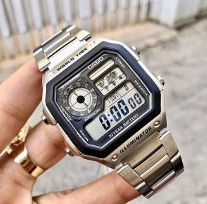 สินค้า นาฬิกา Casio รุ่น AE-1200WHD-1AV นาฬิกาผู้ชาย สายสแตนเลส สีเงิน แบตเตอรี่ 10 ปี - ของแท้ 100% รับประกัน CMG 1 ปีเต็ม