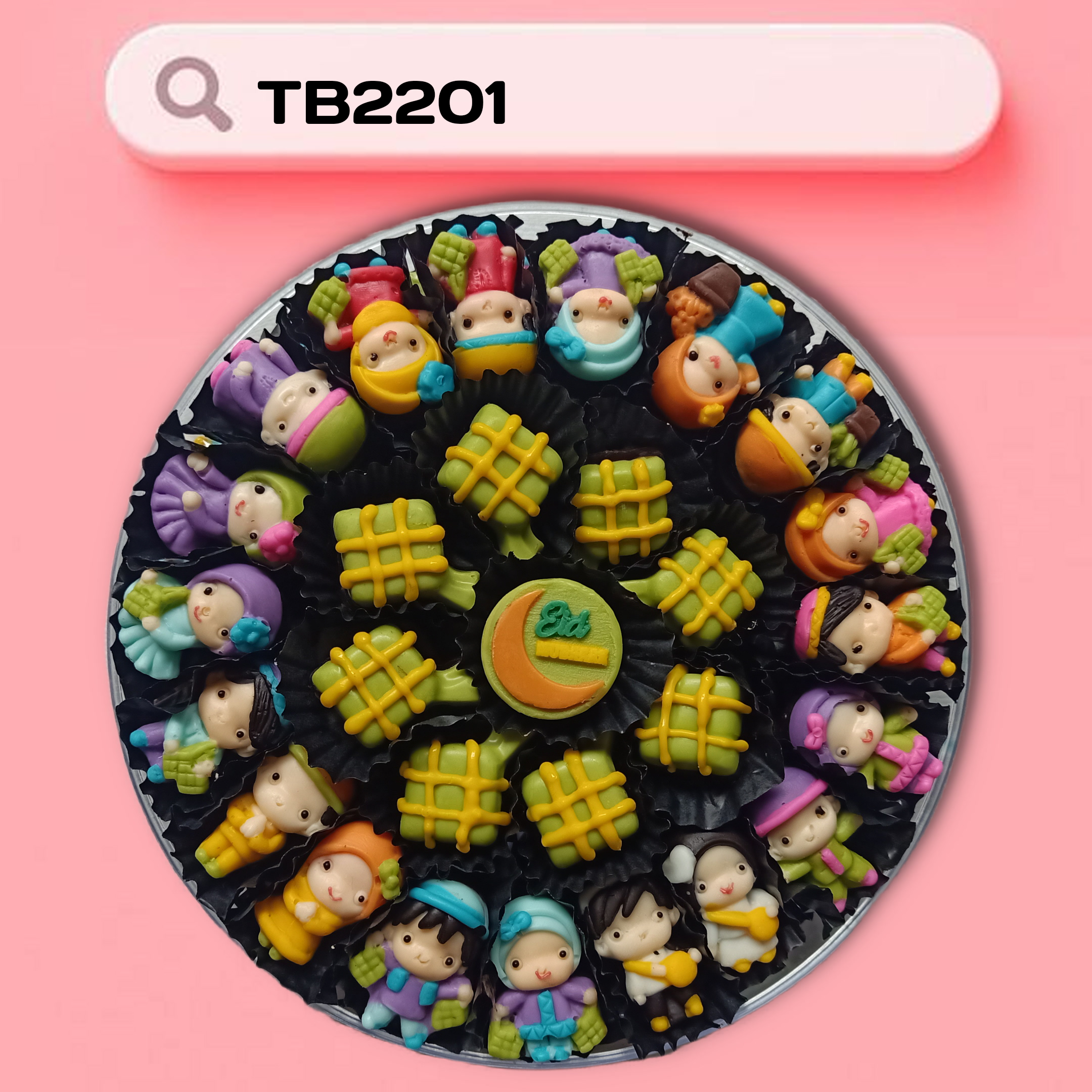 TB2201 Permen Coklat Praline Karakter Idul Fitri (muslim muslimah, ketupat, masjid) cocok untuk sajian…