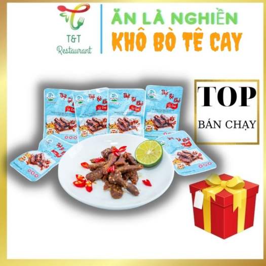 Thịt bò khô vị tê cay, khô bò cay 100% từ thịt bò, Hoàng Nam Food gói 12gram