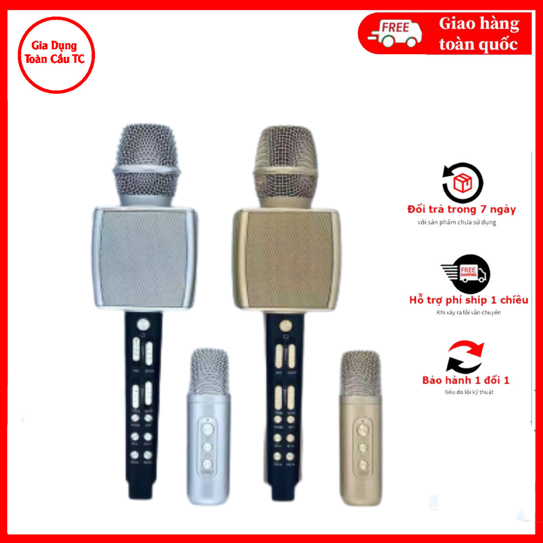 Micro karaoke ys98 cao cấp - micro bluetooth ys-98 tích hợp loa bass ,tres ấm thanh ấm