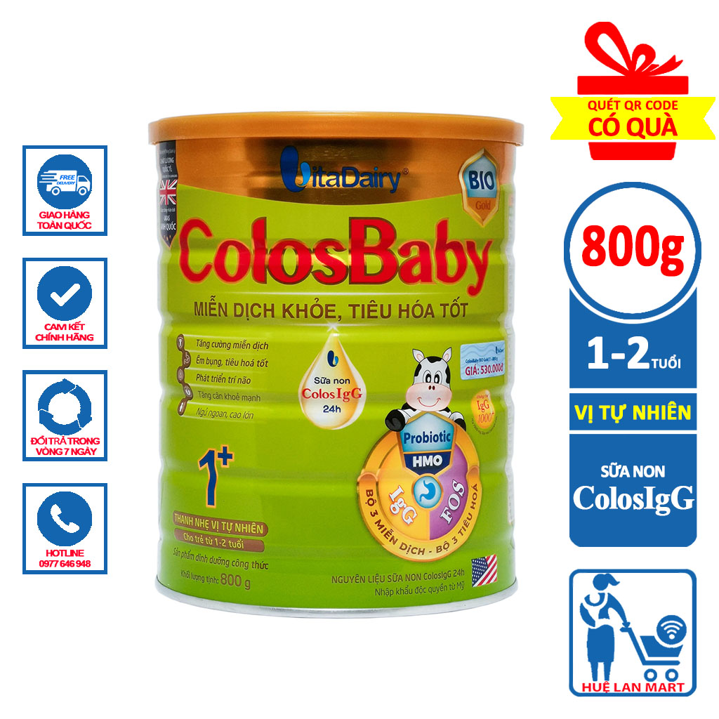 Sữa Bột VitaDairy ColosBaby Bio Gold 1+ Hộp 800g Miễn dịch khỏe, tiêu hóa