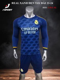 Quần Áo Bóng Đá CLB Real Marid dài tay thun lạnh mẫu mới 2023 - 2024 quần áo đá banh dài tay