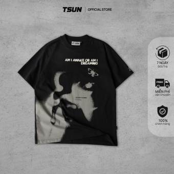 Áo Thun TSUN illusion - Đen - [UNISEX] - In - Thêu Tay Áo