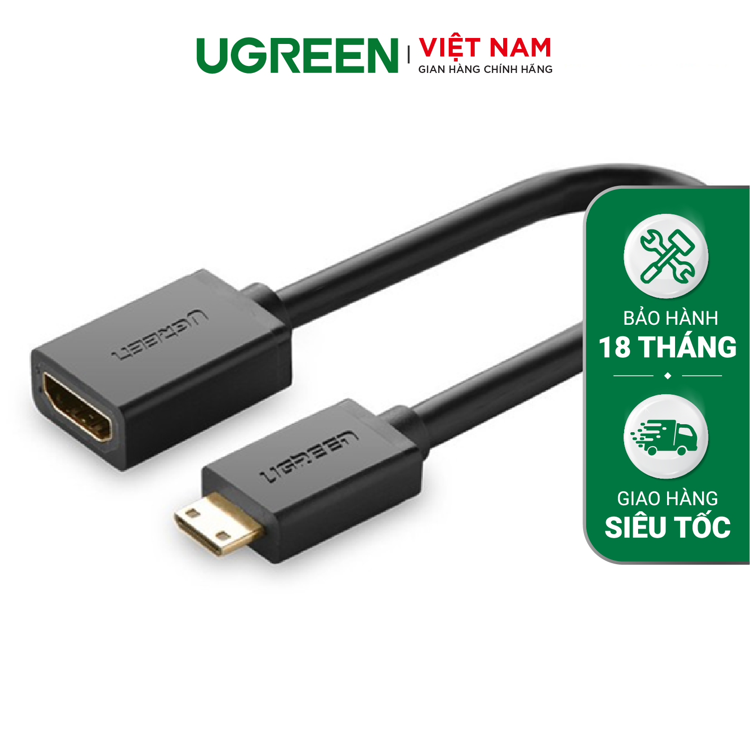 Cáp chuyển đổi mini hdmi đực sang hdmi cái dài 25cm ugreen 20137 - hãng phân phối chính thức