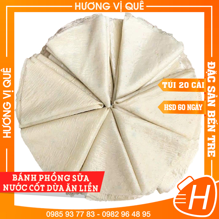 Bánh phồng sữa nước cốt dừa ăn liền - túi 20 cái - đặc sản bến tre