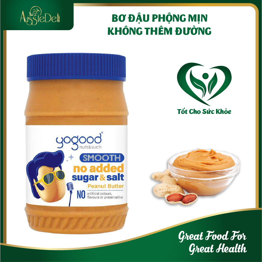 Hủ 453gr - bơ đậu phộng mịn 100% đậu phộng không đường không muối - yogood - nhập khẩu từ hoa kì