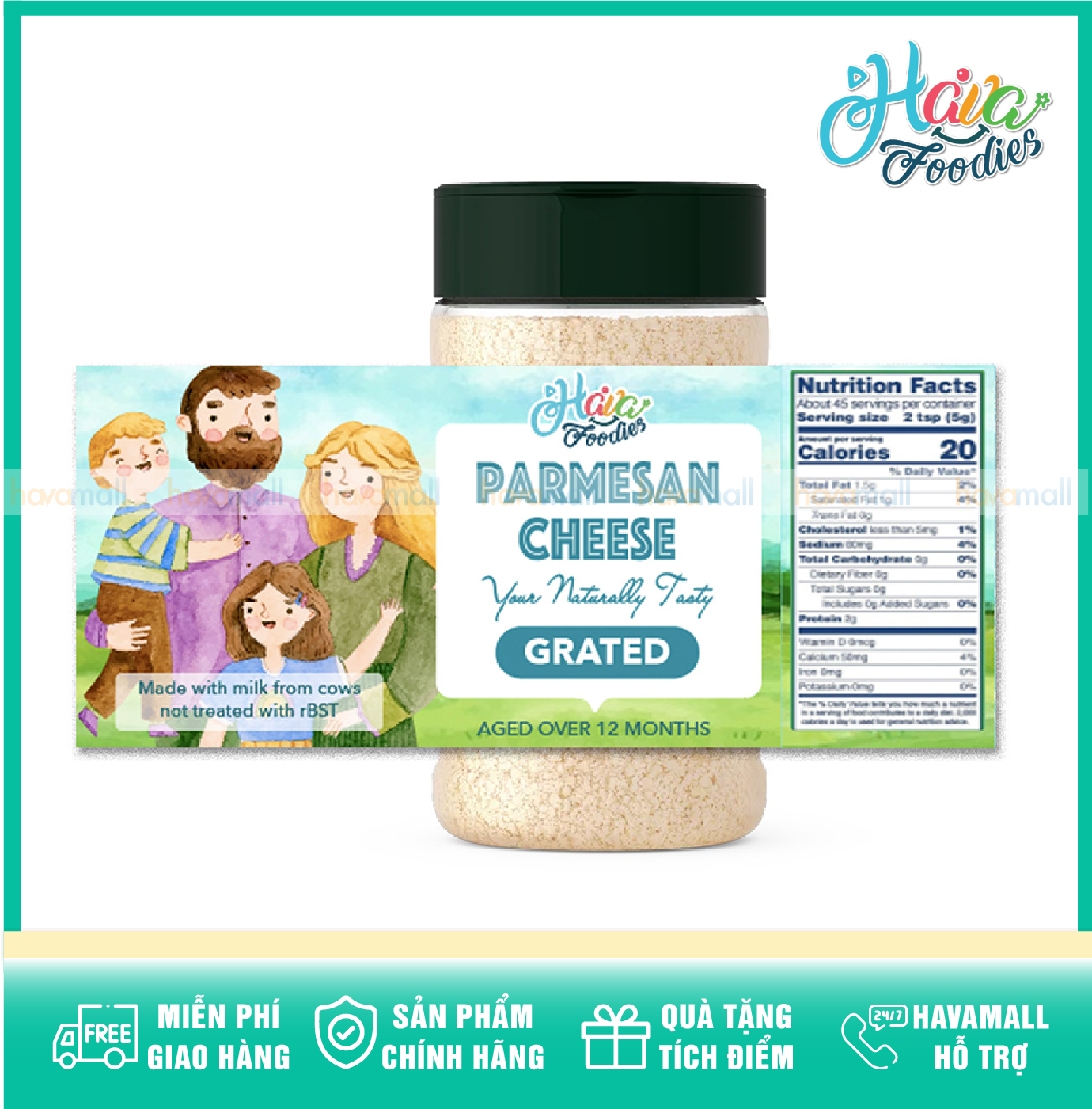 Phô Mai Bột Fromagio Havafoodies Hủ 60g – Fromagio Cheese Grated