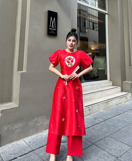 ÁO DÀI CÁCH TÂN , ÁO DÀI TẾT CHẤT LỤA MỀN MỊN MÁT CÓ SIZE LỚN KÈM ẢNH VIDEO