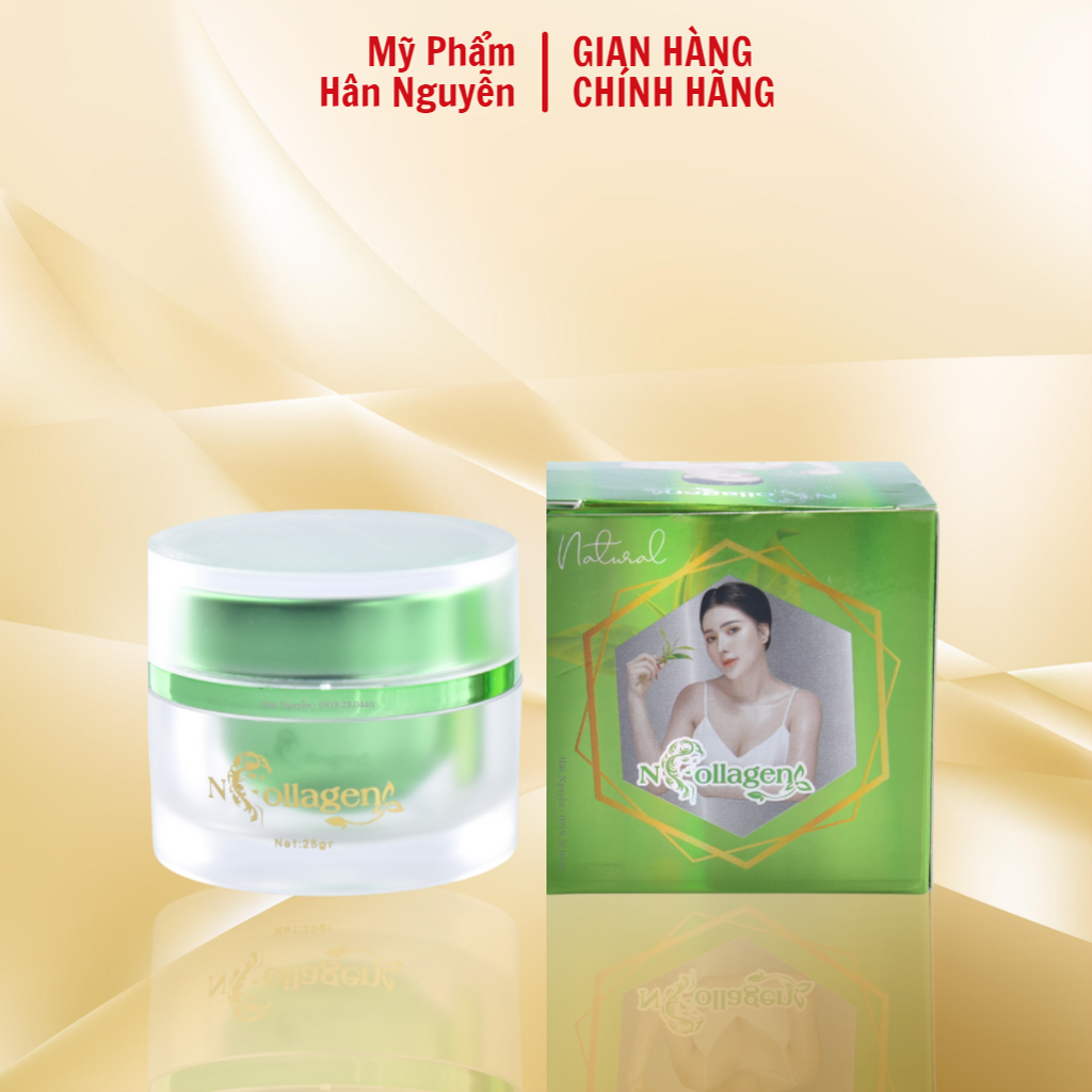 Kem face trà xanh giảm mụn trắng da Ncollagen Hân Nguyễn 25g