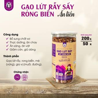 Gạo lứt sấy rong biển ăn liền Bh.nong ăn vặt ăn chay tốt cho sức khỏe hũ 200g 500g