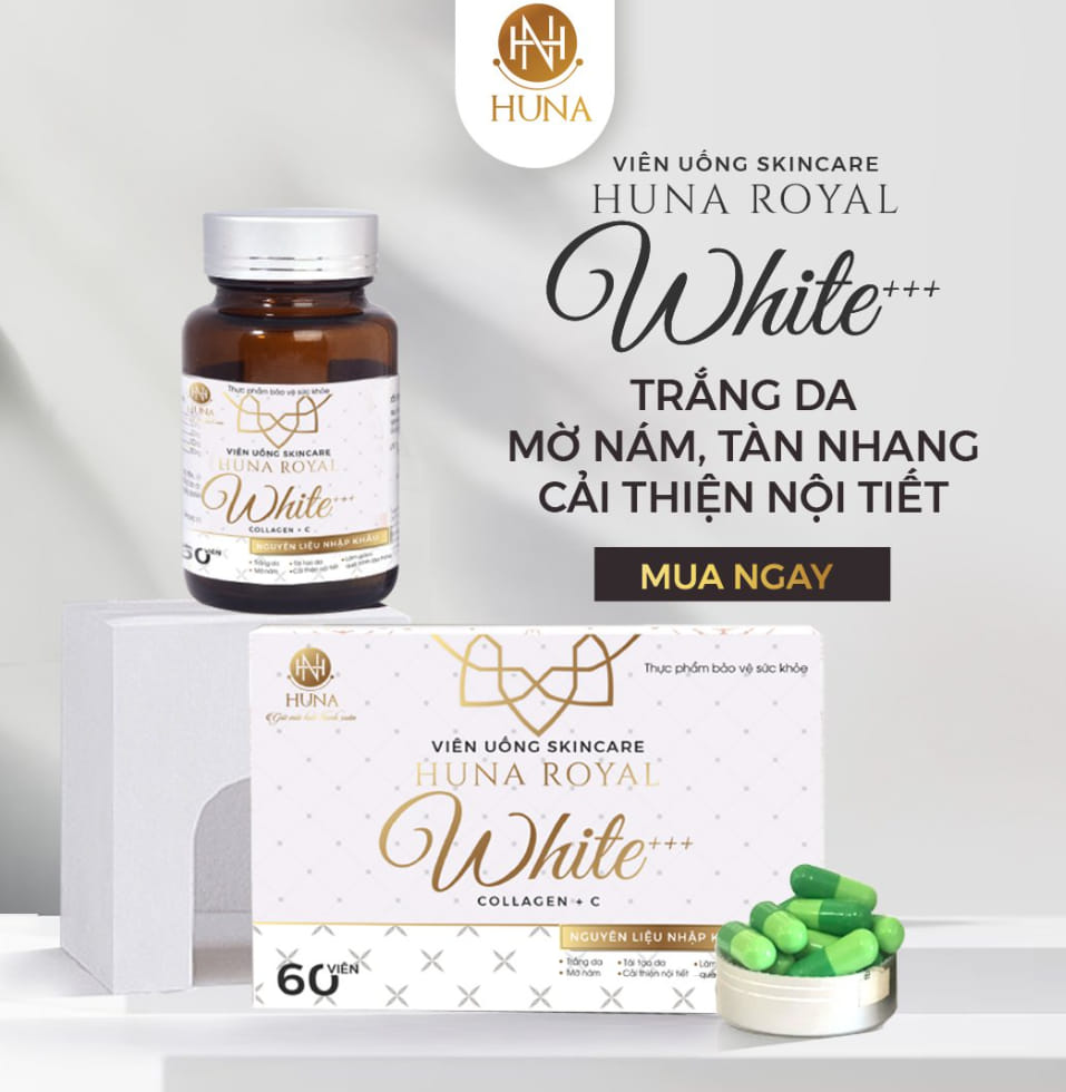 Viên uống trắng da Huna Royal White+++ - Trắng da, mờ nám, cân bằng nội tiết