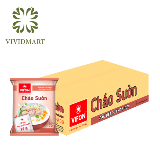 [Thùng] CHÁO ĂN LIỀN VIFON THỊT BẰM / GÀ / SƯỜN / BÒ / NẤM ĐÔNG CÔ / TRỨNG MUỐI / RIÊU CUA (CÓ GÓI THỊT / NẤM) - 70g/GÓI