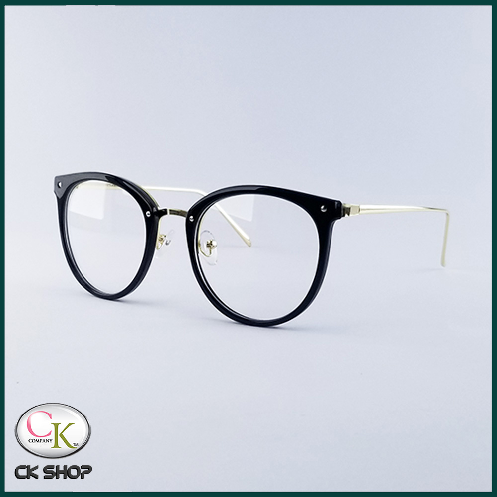 Gọng kính cận nữ mắt tròn màu đen, nâu, da báo GC1097. Tròng kính giả cận 0 độ có sẵn, chống ánh sáng xanh và tia UV