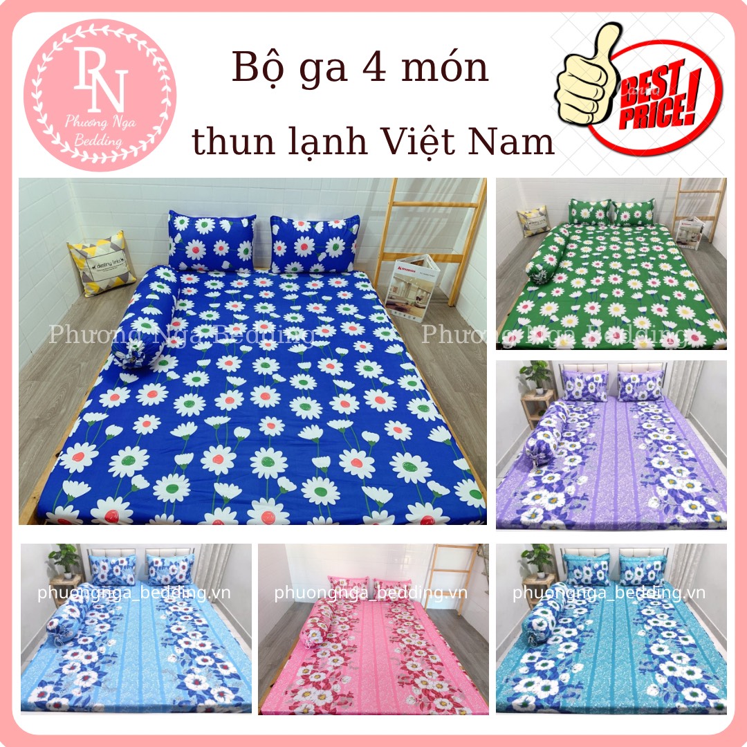 Bộ ga 4 món thun lạnh Việt Nam mẫu Hoa Cúc