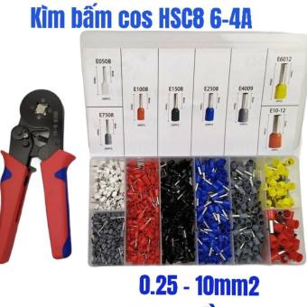 Kìm bấm cos vuông HSC8 6-4A tự điều chỉnh kèm 1200 đầu cos đủ loại cos ống tròn cos pin có bán lẻ cos (2-4-6-10-12)mm