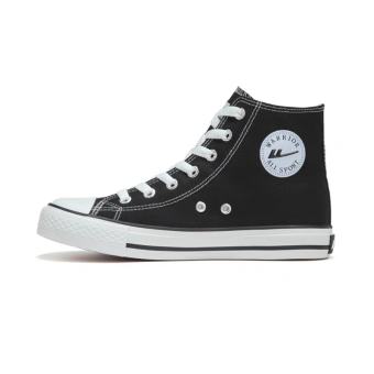 Giày Thể Thao Sneaker Nữ Big Size Quảng Châu G12- Size 41 42, Màu Đen, Vải Canvas Cao Cấp, Đế Cao Su Đúc 2cm