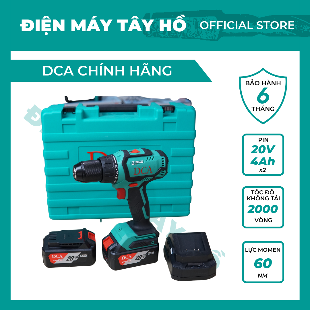 Khoan pin dca adjz04-13, không than, sử dụng pin 4ah