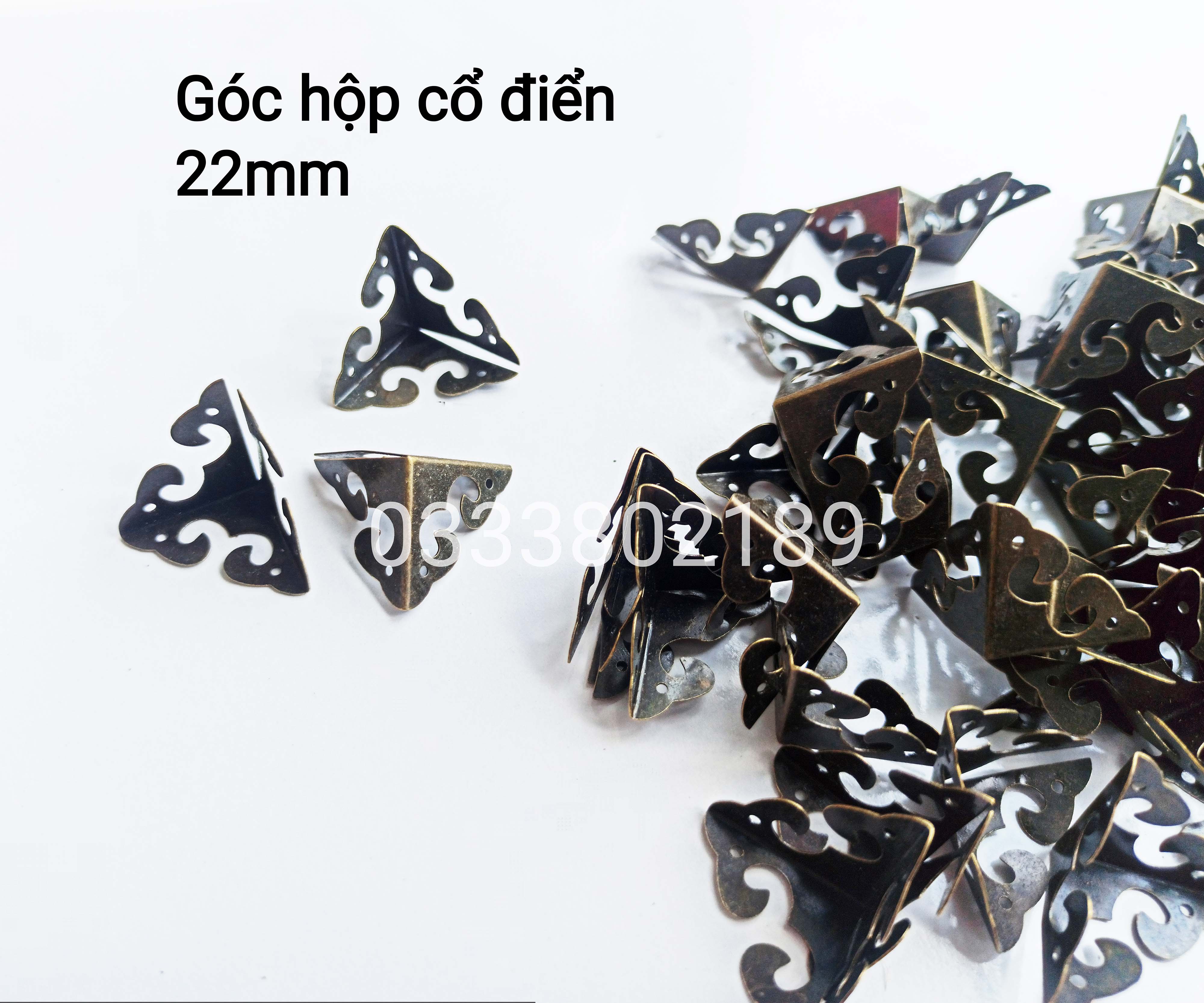 Set 4 góc hộp cổ điển 22mm. tặng kèm đinh.
