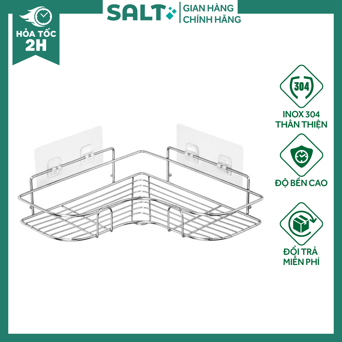Kệ Góc Inox Dán Tường Siêu Chắc Không Cần Khoan Vít