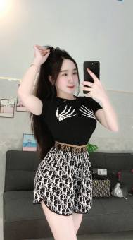 set bộ croptop tay ngắn tay xương quần đùi hiệu di lụa mát ls