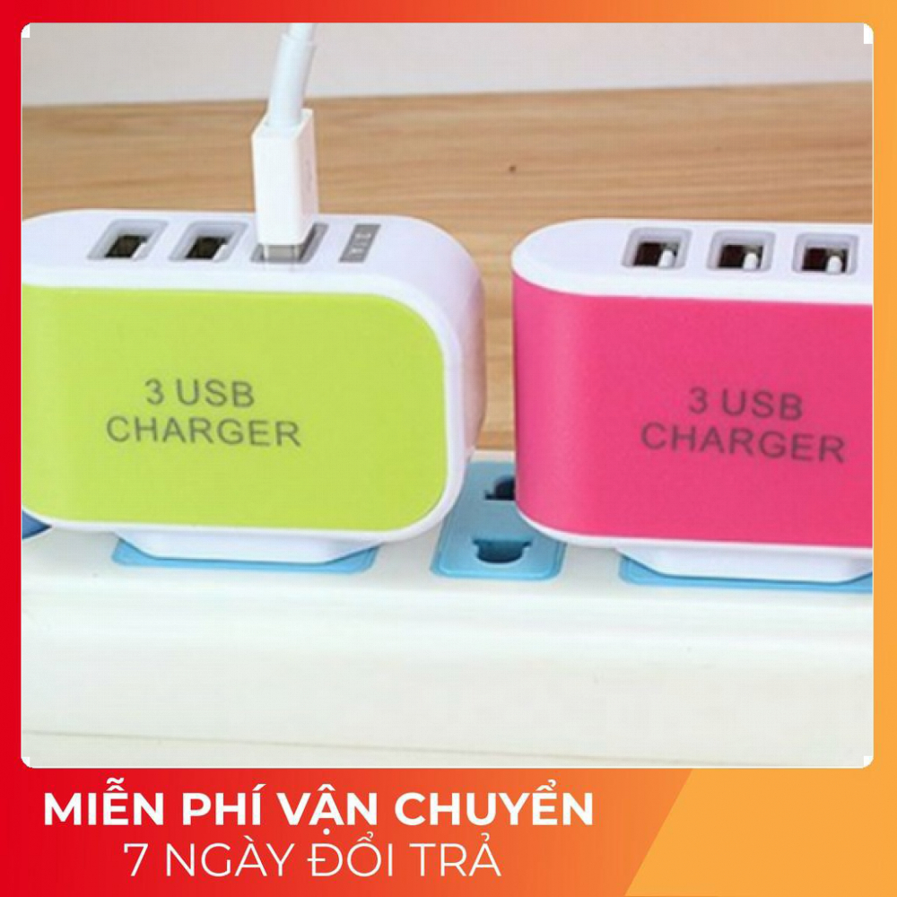 [ĐƯỢC CHỌN MÀU] Cóc Sạc Điện Thoại Nhanh 3 Cổng 3A Siêu Rẻ  – Củ Sạc Điện Thoại Thông Minh Nhỏ Gọn Tiện Lợi Mang Theo Đi Du Lịch, Công Tác....