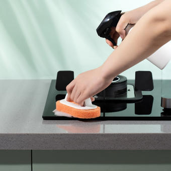 Bàn chải bọt biển lau chùi bếp có tay cầm tiện lợi