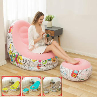 Đệm hơi, ghế hơi tựa lưng + Đôn ghế màu trơn (Shop có nhiều màu)