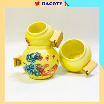 Cóng chim họa mi, chào mào chất liệu gốm sứ cao cấp họa tiết siêu đẹp (Đủ bộ) - Combo 3 cóng sứ chào mào, chim họa mi