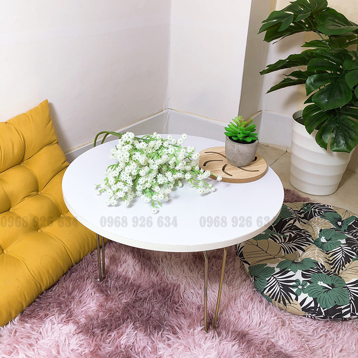 Bàn trà sofa, bàn tròn/oval ngồi bệt gấp gọn tiện lợi, mặt bàn 40cm và 60cm, cao 26cm - Dùng decor phòng, làm bàn ăn hoặc bàn học
