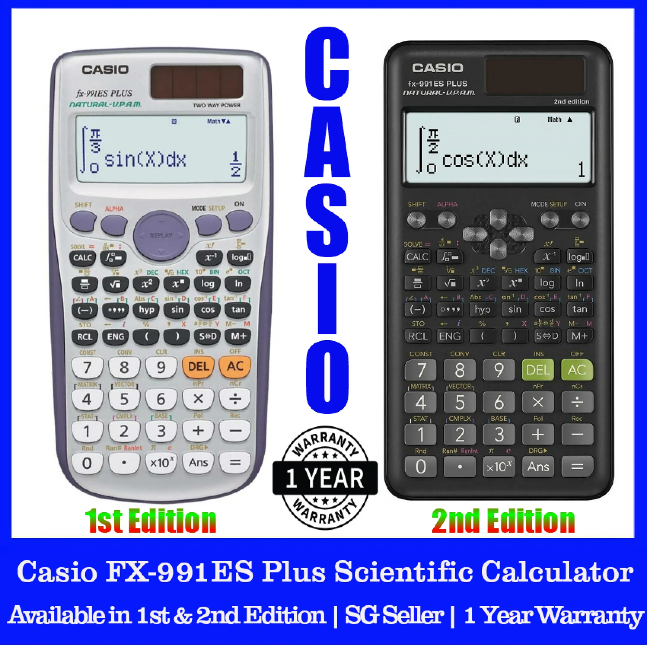 Casio Fx 991es Plus Scientific Calculator Available In 1st And 2nd Edition Casio Fx 991es Plus Casio Fx 991es Local Singapore Stock And Seller 1 Year Warranty Express Delivery Lazada Singapore