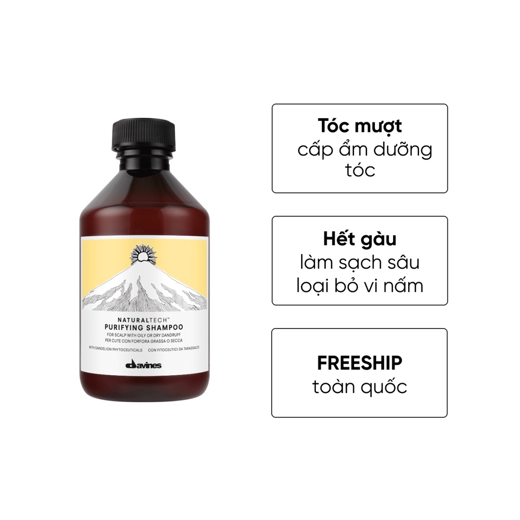 Dầu Gội Dành Cho Tóc Gàu, Vảy Nến Davines NaturalTech Purifying Shampoo 1000ml - 30Shine phân phối chính hãng