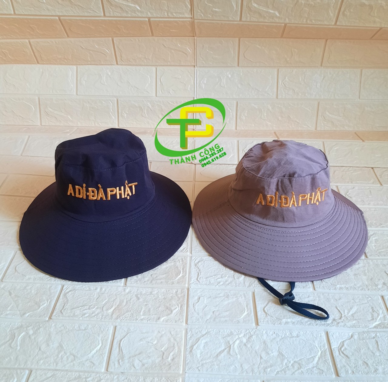 Nón phật tử logo thêu, mũ phật tử logo thêu