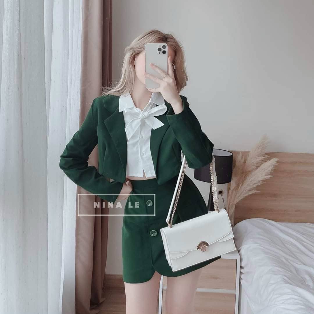 [Mẫu Mới]Set nữ 3 món thiết kế sang trọng tinh tế chất vải lụa phối cotton lạnh thời trang SUNI