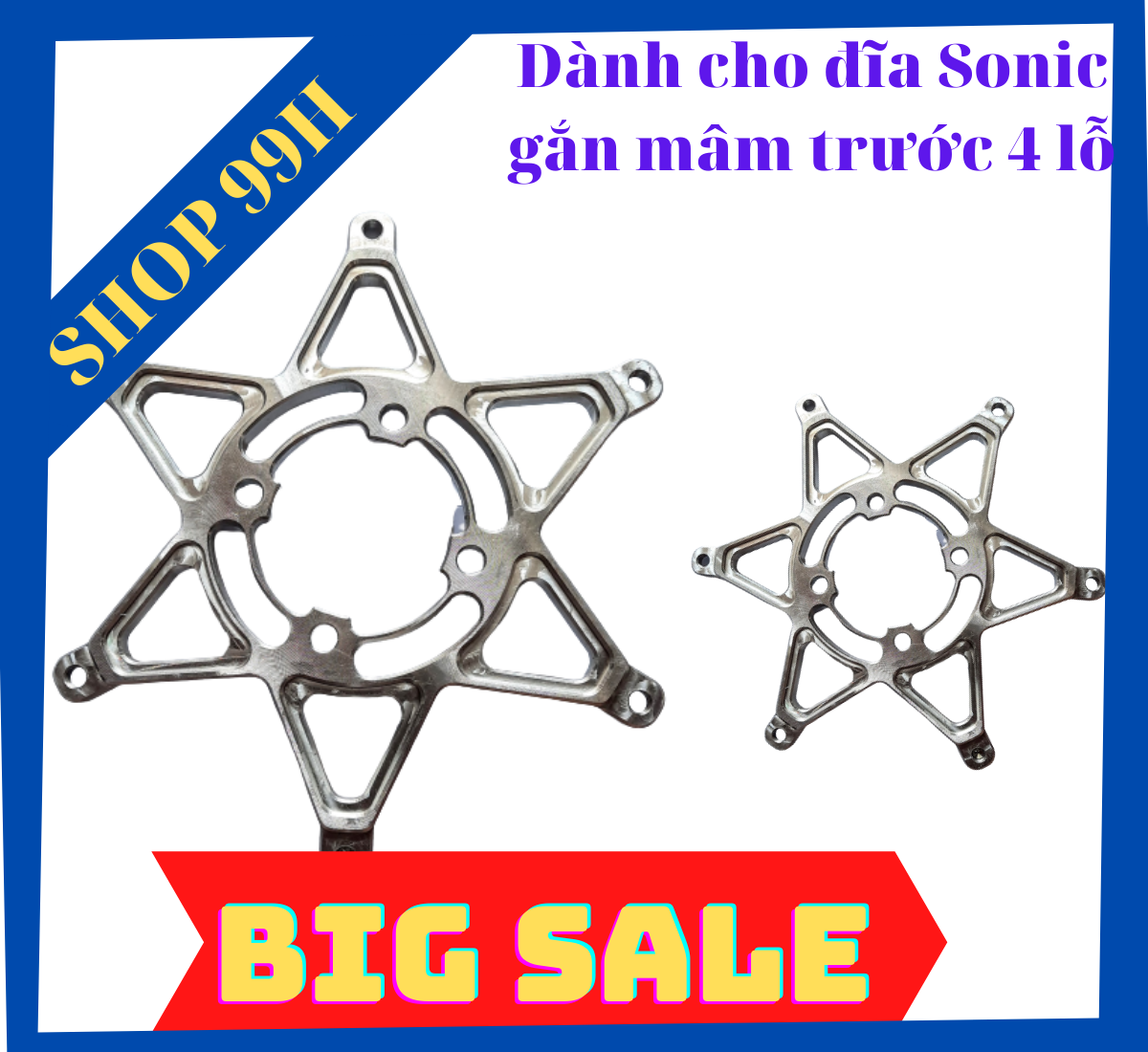 Lòng đĩa nhôm CNC dành cho đĩa Sonic gắn mâm trước 4 lỗ đĩa