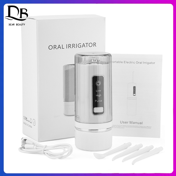 Dearbeauty dụng cụ vệ sinh răng điện thông minh cầm tay mini dụng cụ vệ sinh răng miệng dụng cụ lấy nước nha khoa không dây dụng cụ vệ sinh răng miệng bình nước 230ml có đế đựng dụng cụ vệ sinh miệng làm sạch hơi thở